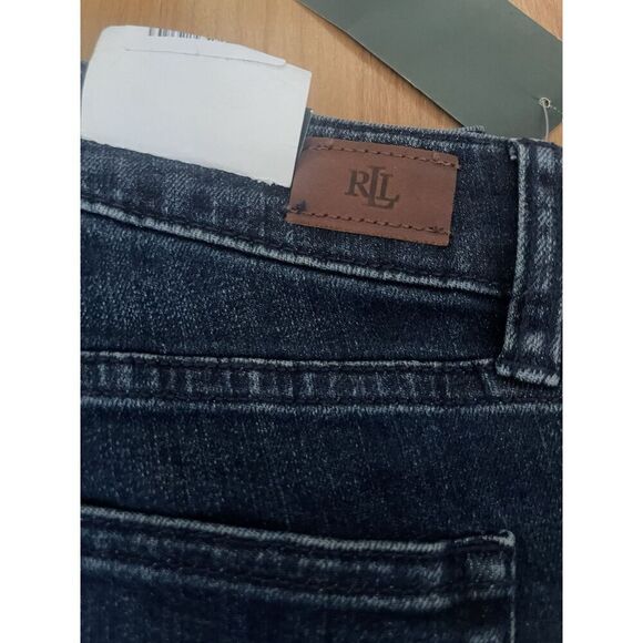 LRL RALPH LAUREN Blue Denim Floral Embroidered Premier Skinny Cropped Jeans NWT - Picture 5 of 8